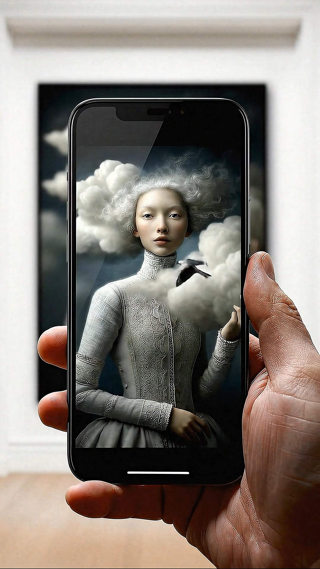 Artwork viewed through a phone